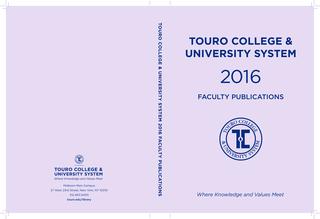 2016 Touro College & University System Faculty Publications