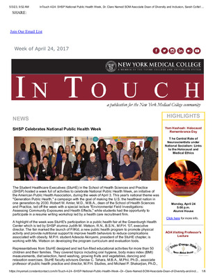 "Week of April 24, 2017" by New York Medical College